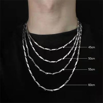 AIDASE  -  Hip Hop Unisex Bamboo Chain Women Necklace Choker Stainless Steel Herringbone Silver Color Chain Necklace For Women Jewelry aidase-shop